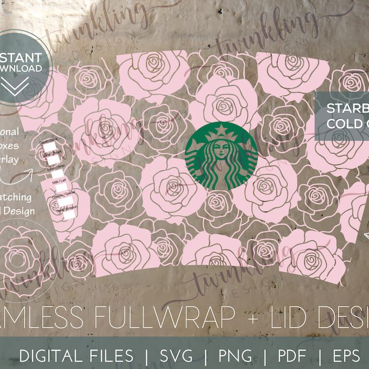 Starbucks Venti Cold Cup Roses AllOver