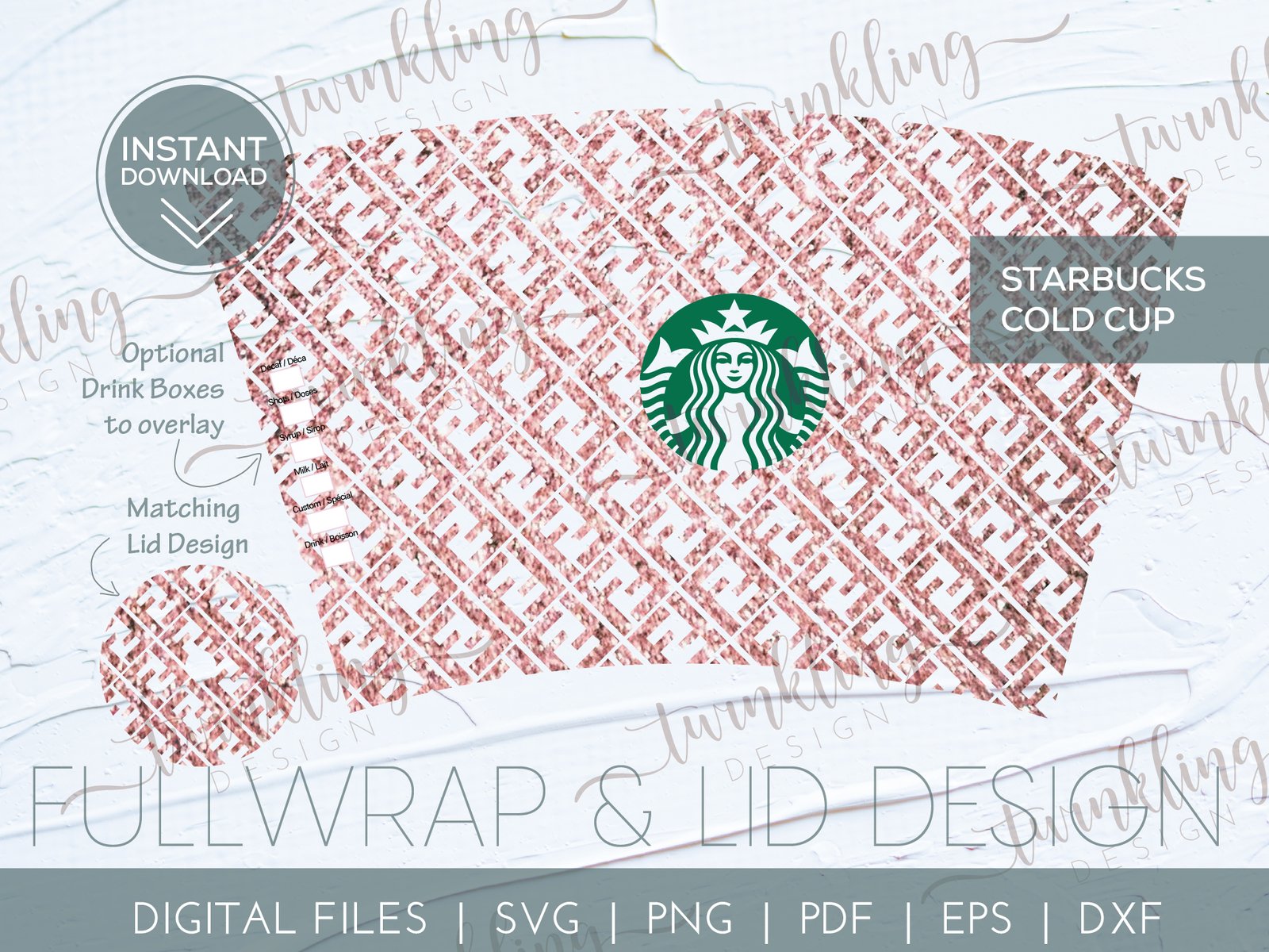 SEAMLESS LV WRAP Starbucks pattern svg and png included Svg pre
