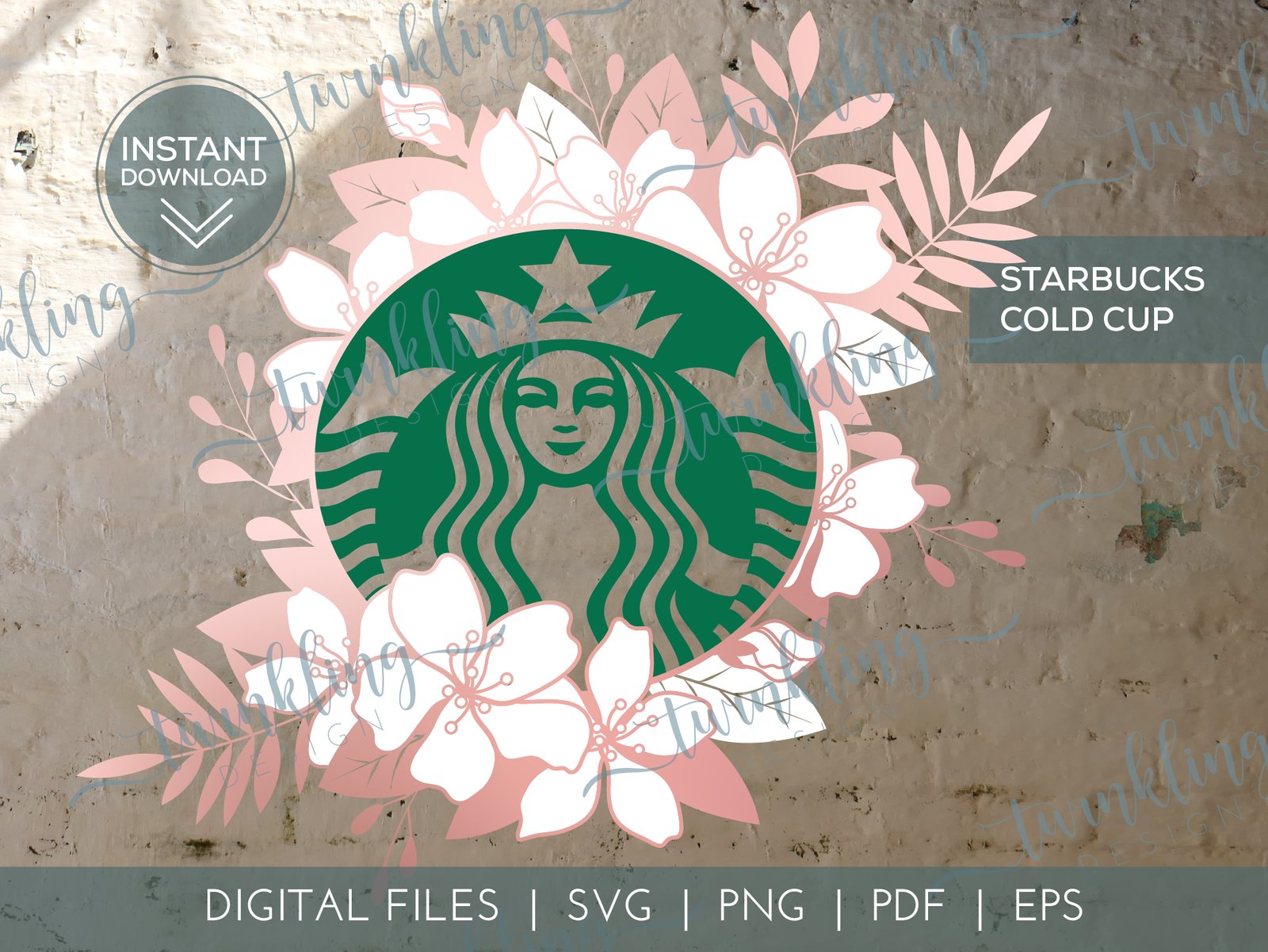 Starbucks Cold Cup FloralWreath_A – Twinkling Design